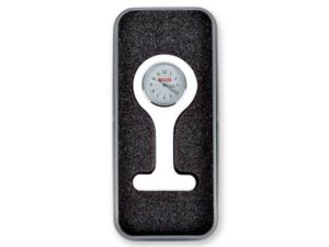 OROLOGIO PER INFERMIERI con scatola alluminio - rotondo - bianco