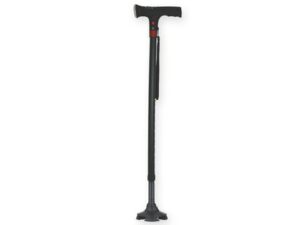 BASTONE DI SICUREZZA CON LUCE - con base a 4 piedini - nero